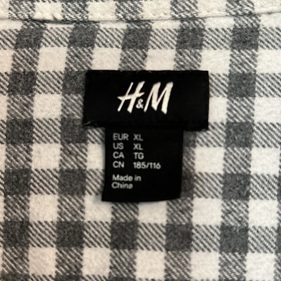 H&M Grey White flannel Shaket Shirt XL - Picture 3 of 6